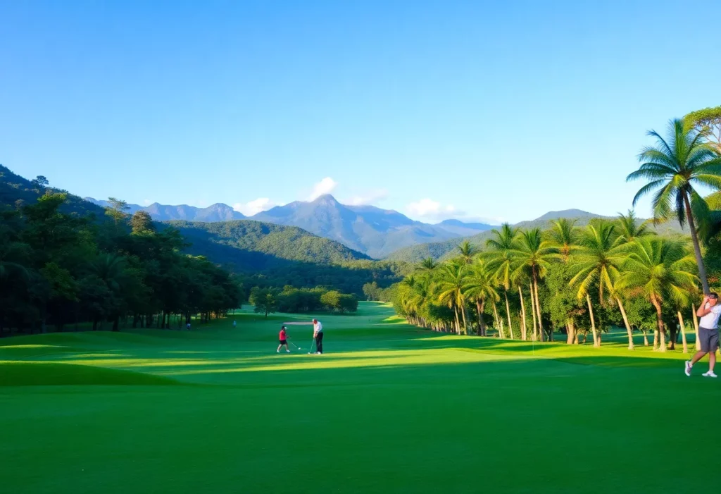 Beautiful golf course in Colombia with lush landscape