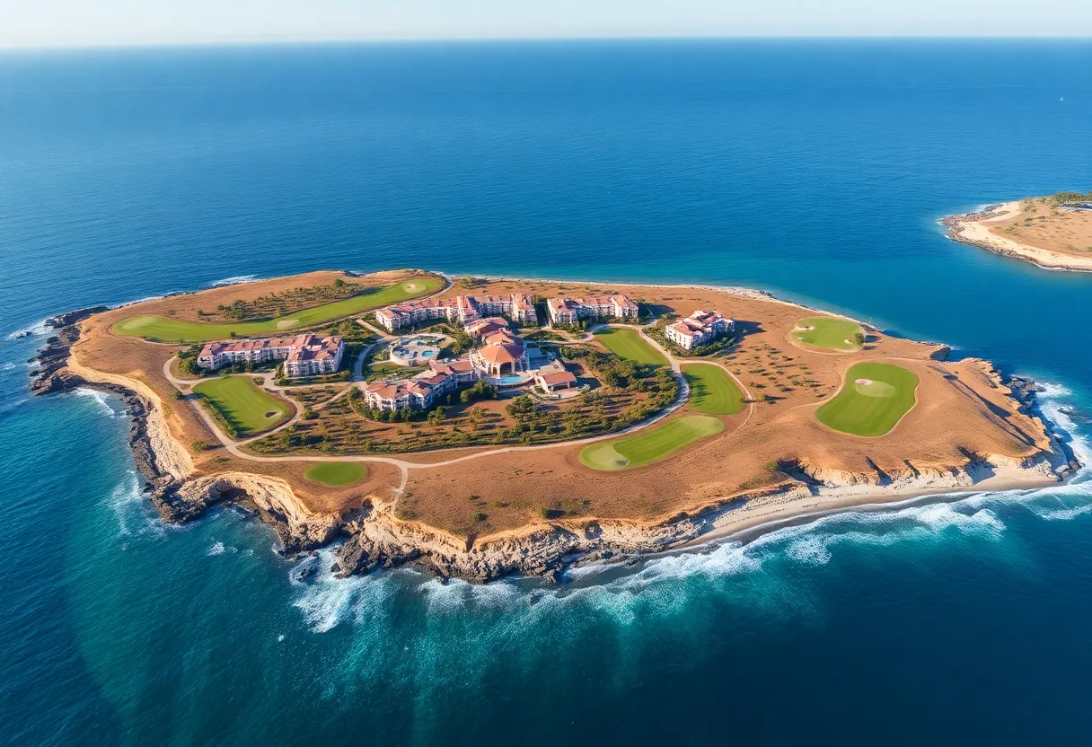 A panoramic view of Costa Navarino Golf courses in Greece
