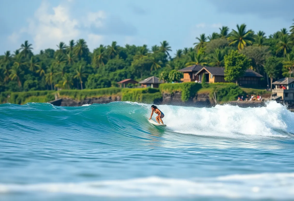 Dede Surfer riding a wave in Denpasar