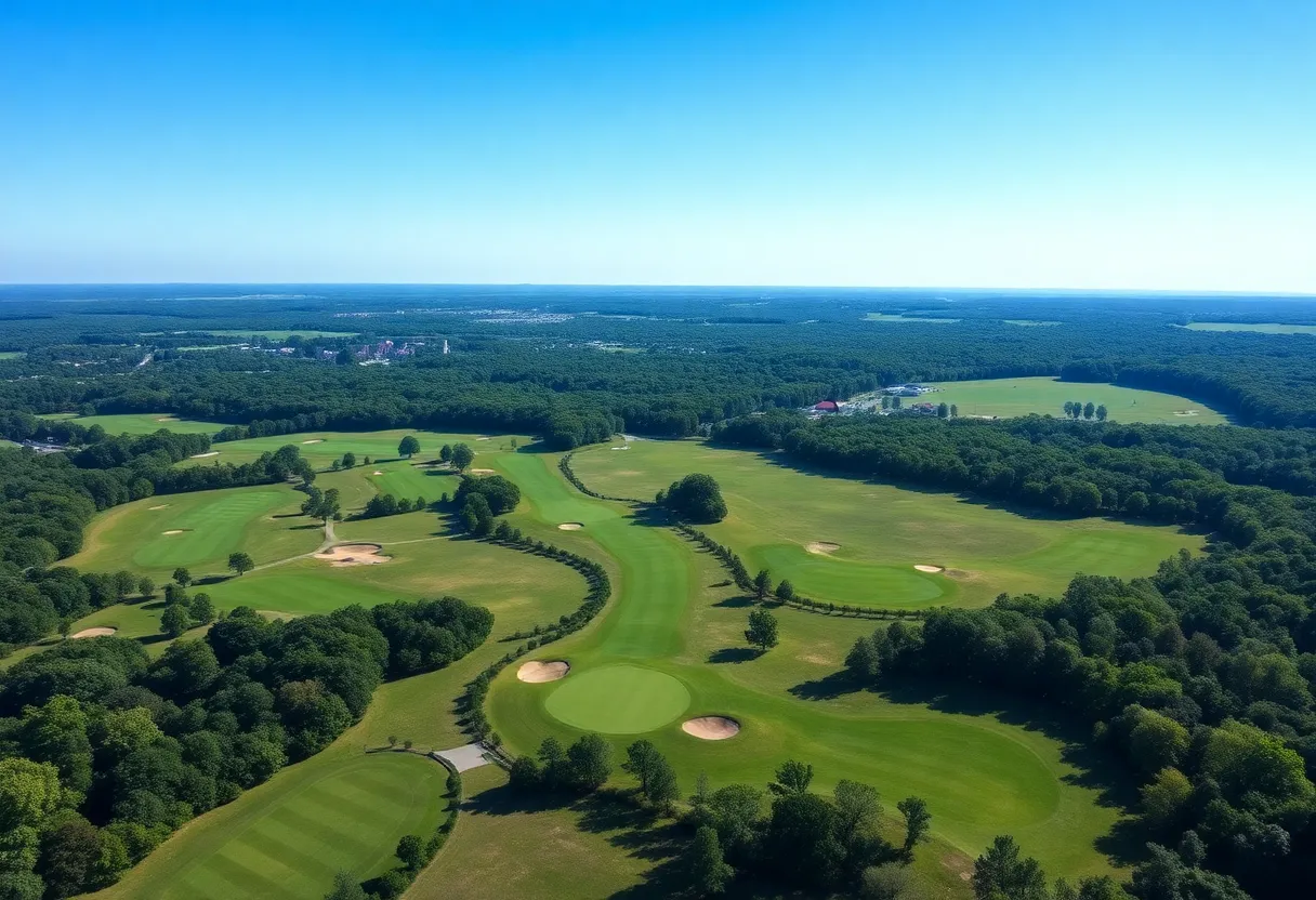 Aerial view of a golf course in Fairfield, Connecticut