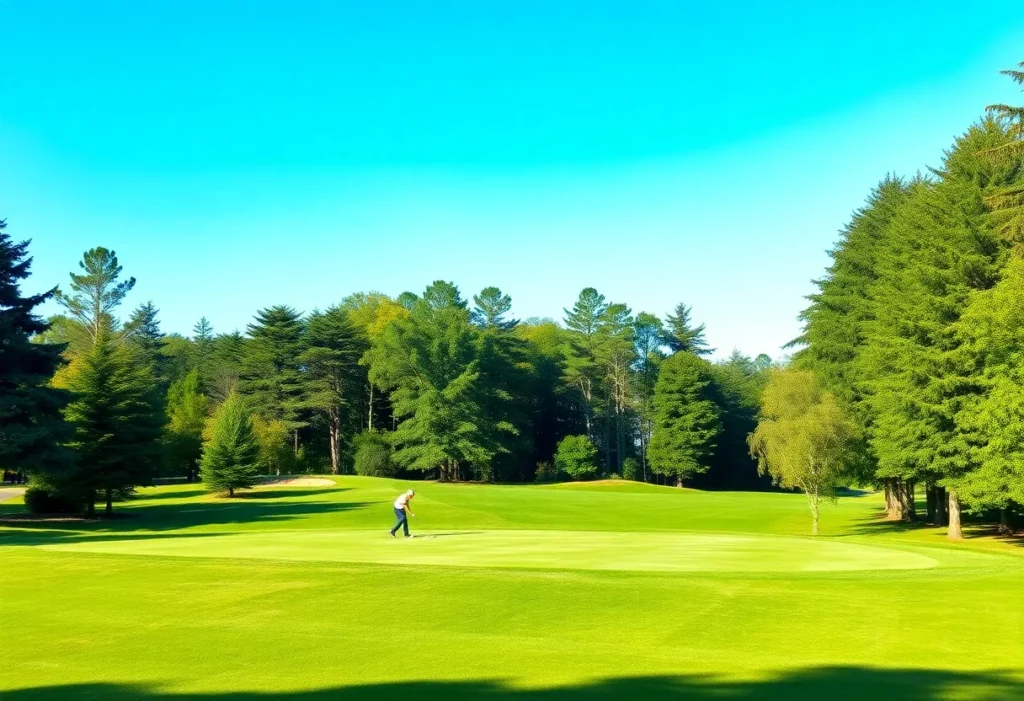 Scenic view of a golf course in Albany with golfers playing