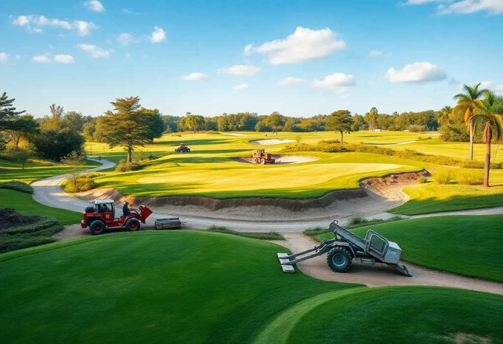 Construction of a golf course with collaboration between teams