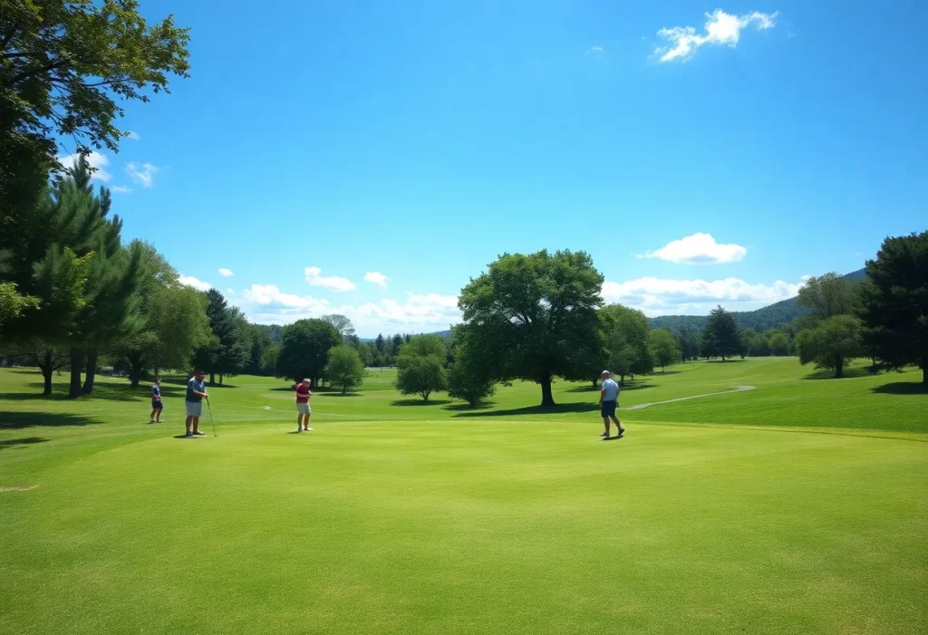 Golfers enjoying a sunny day on the golf course