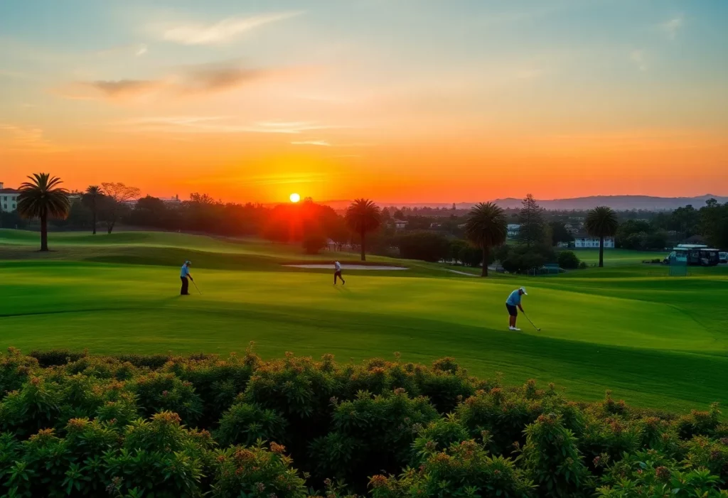 A beautiful golf course in Los Angeles at sunrise