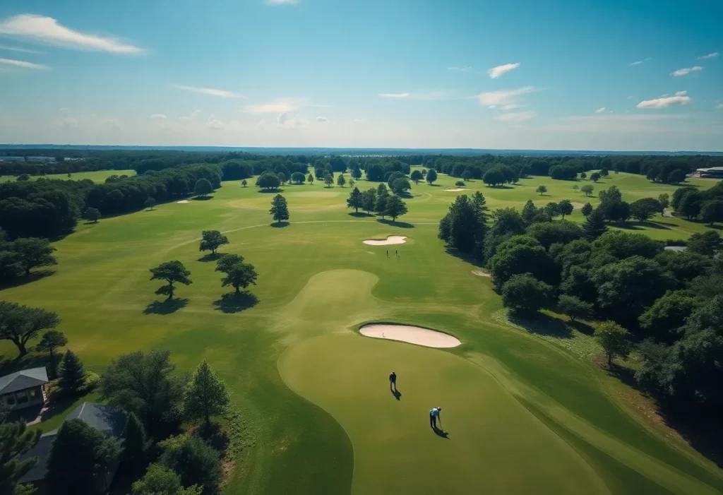 A beautiful golf course in the USA with players enjoying the game