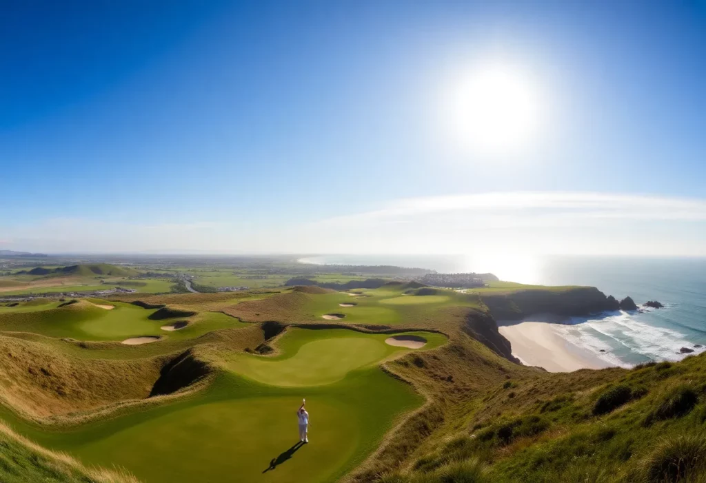 Panoramic view of multiple famous golf courses.