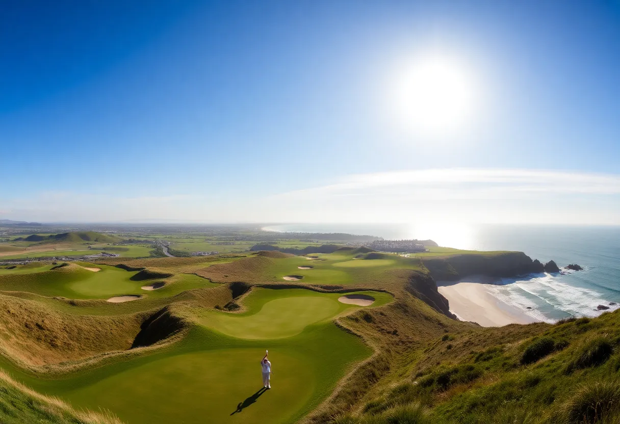 Panoramic view of multiple famous golf courses.