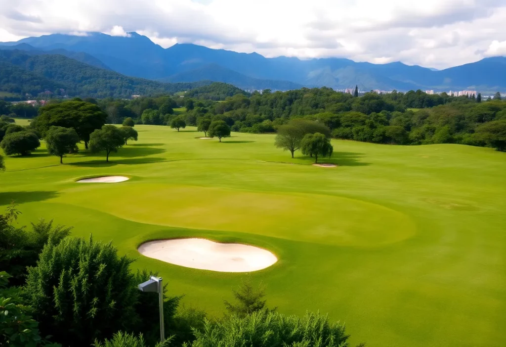 Beautiful golf course set against the Andes in Bogotá, Colombia
