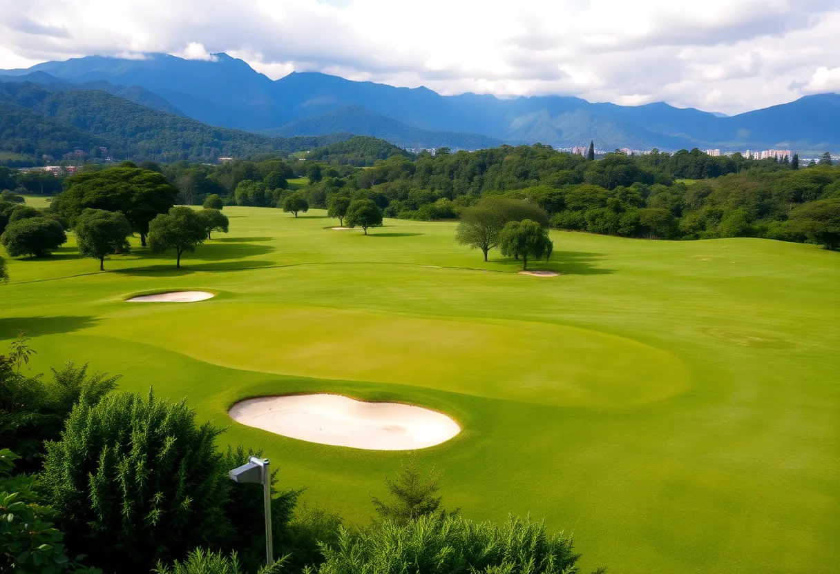 Beautiful golf course set against the Andes in Bogotá, Colombia