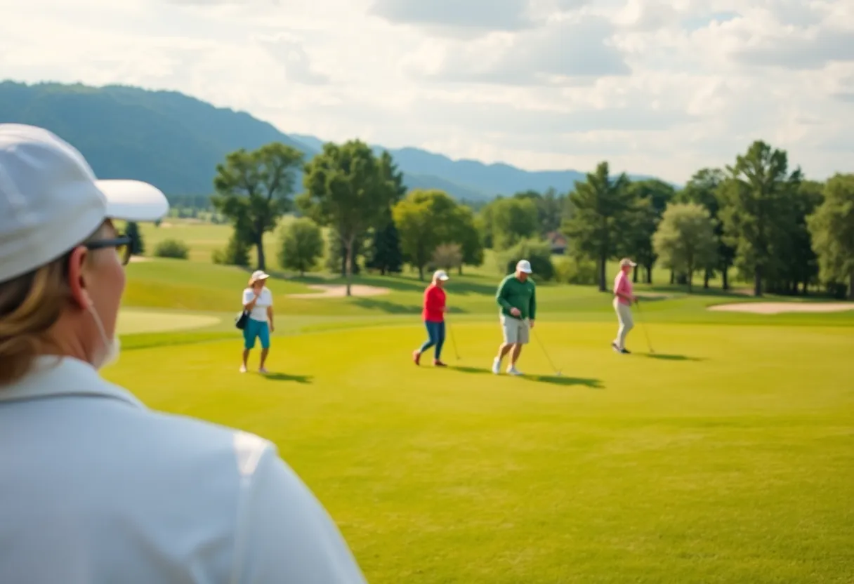 Family enjoying a game of golf on a beautiful course