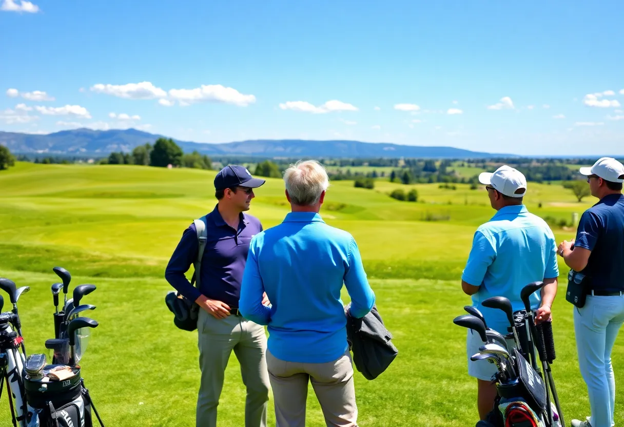 Golf travel writers networking on a golf course in Orlando