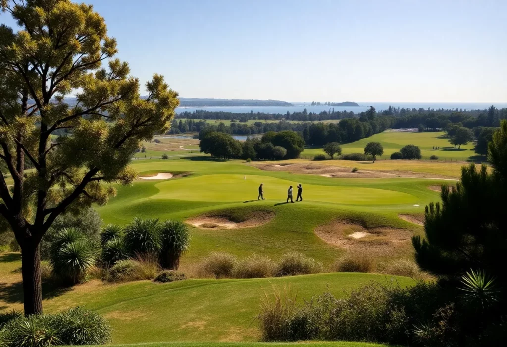 Golfers enjoying a sunny day at a San Diego golf course.