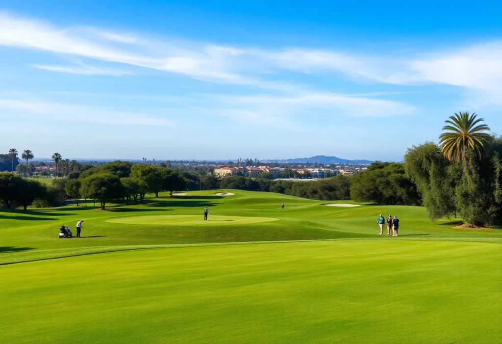 A vibrant San Diego golf course filled with players enjoying their game.