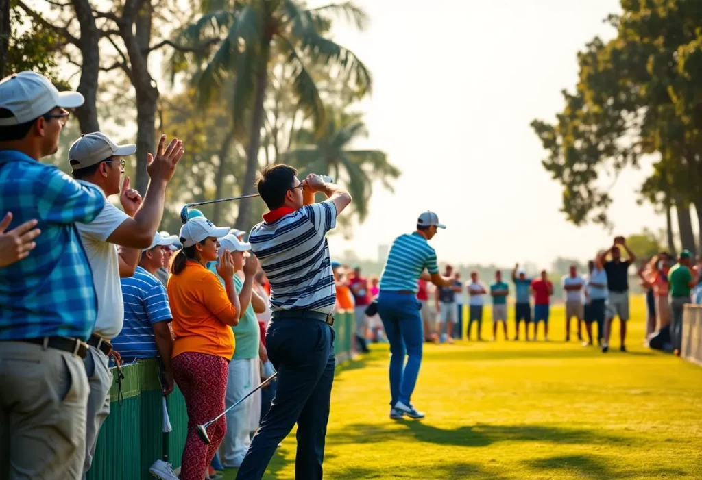 Golf players competing at the International Series India in Gurugram