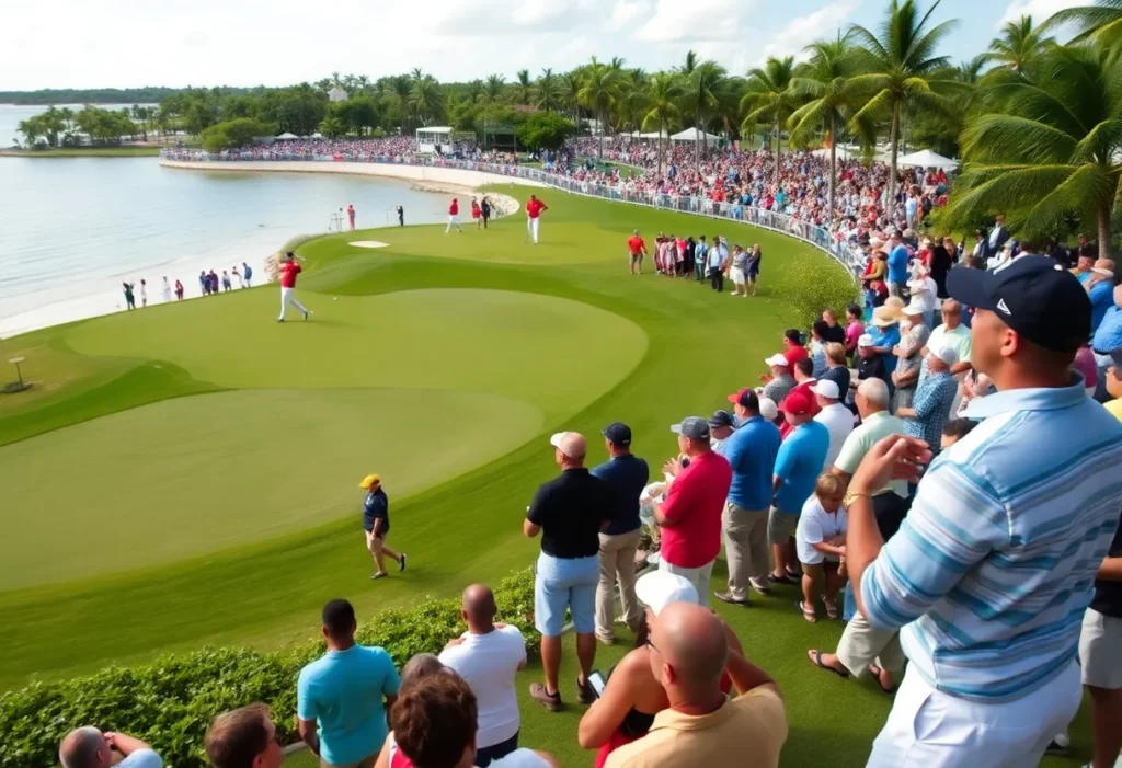Golfers in action during the Hero World Challenge at Albany, Bahamas