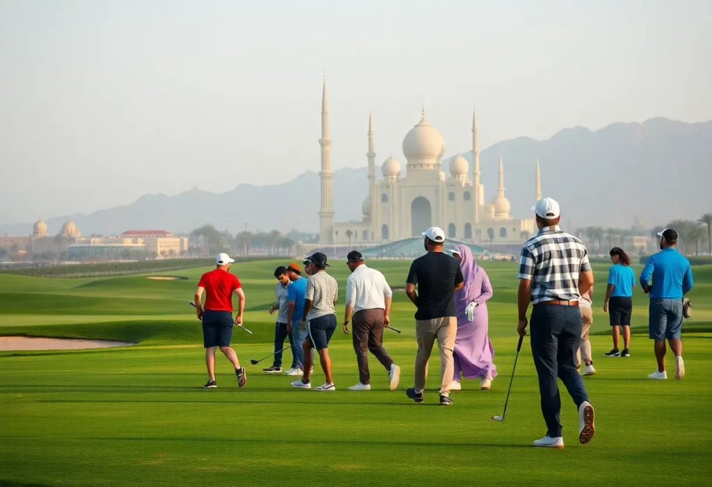 Golfers participating in the International Golf Series on a stunning course