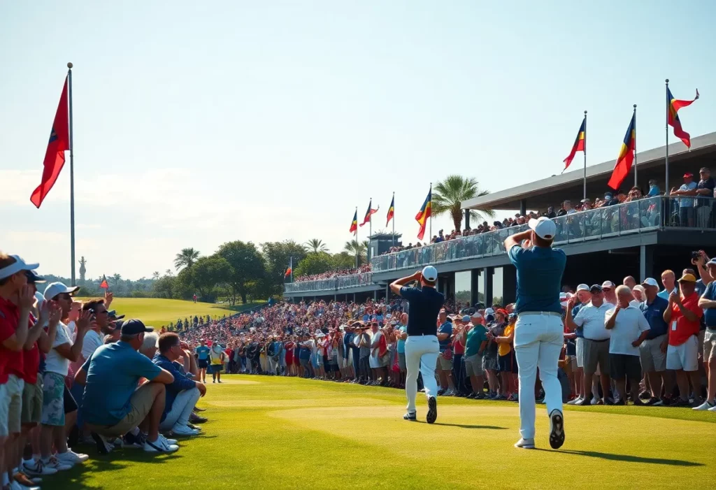 Players competing in an exciting golf tournament during the International Series.