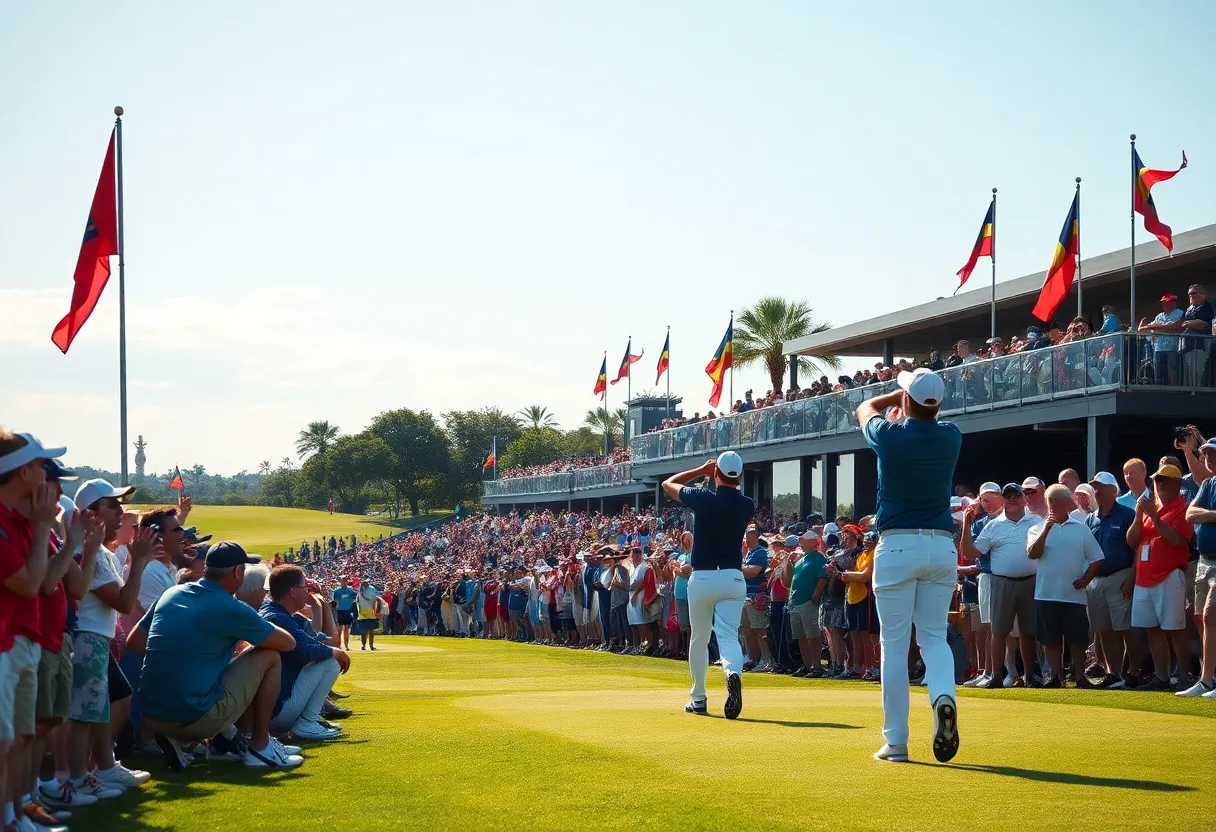 Players competing in an exciting golf tournament during the International Series.