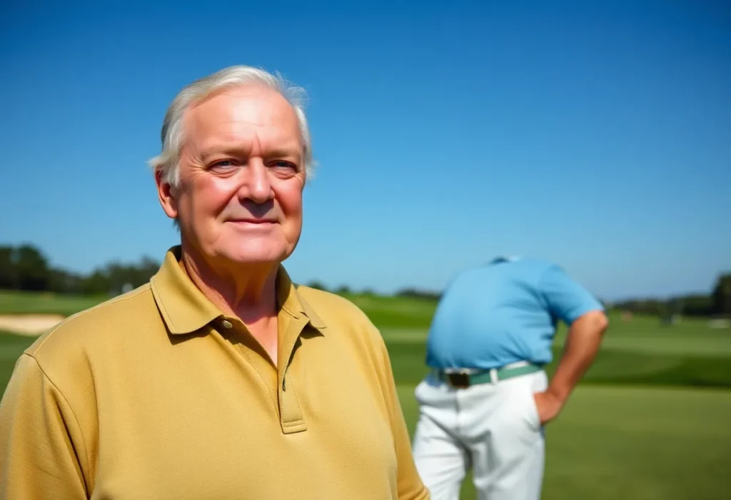 Jack Nicklaus in his golf attire on a sunny day at the golf course