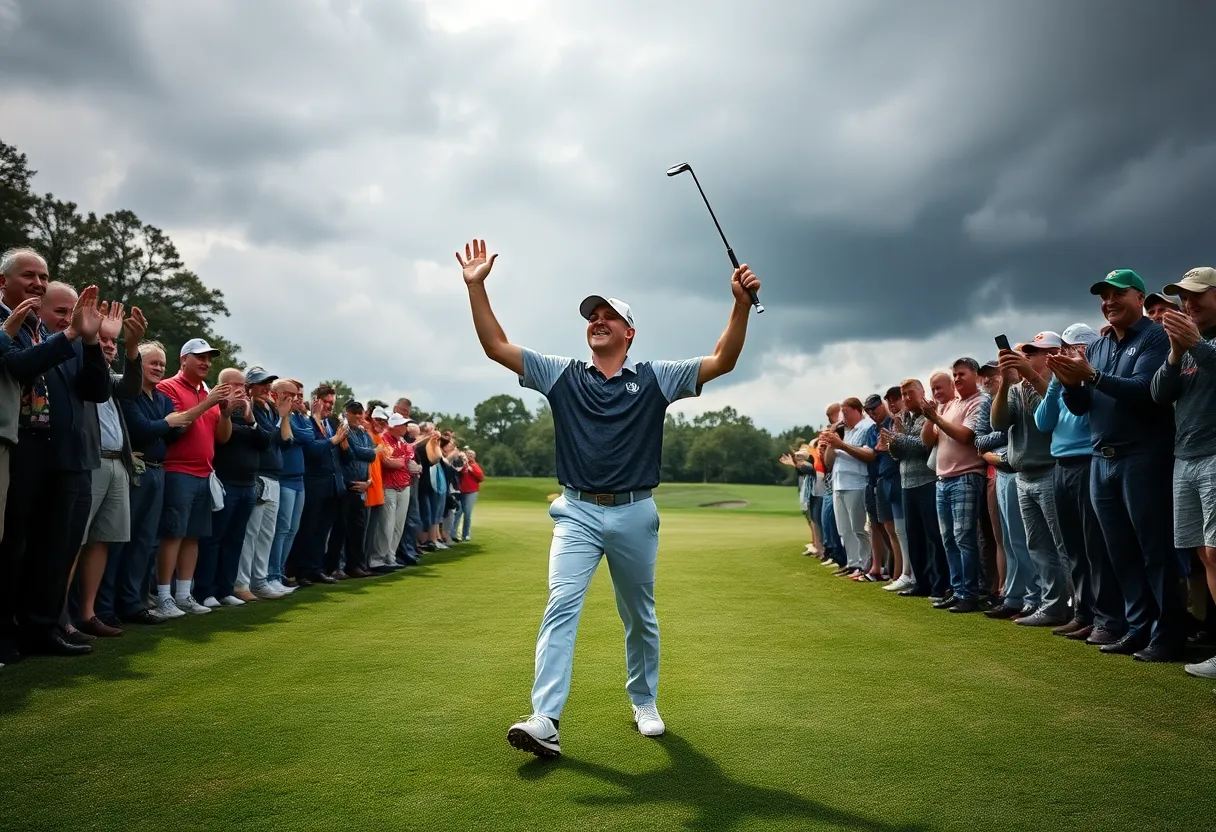 Joaquin Niemann celebrating his win at the Saudi International 2023.