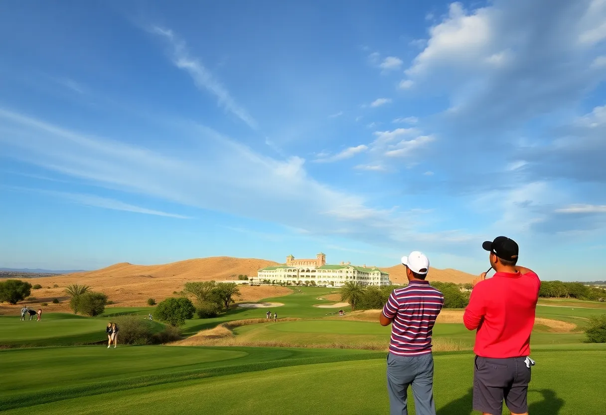 Golf stars Scottie Scheffler and Rory McIlroy playing at the Crypto.com Showdown.