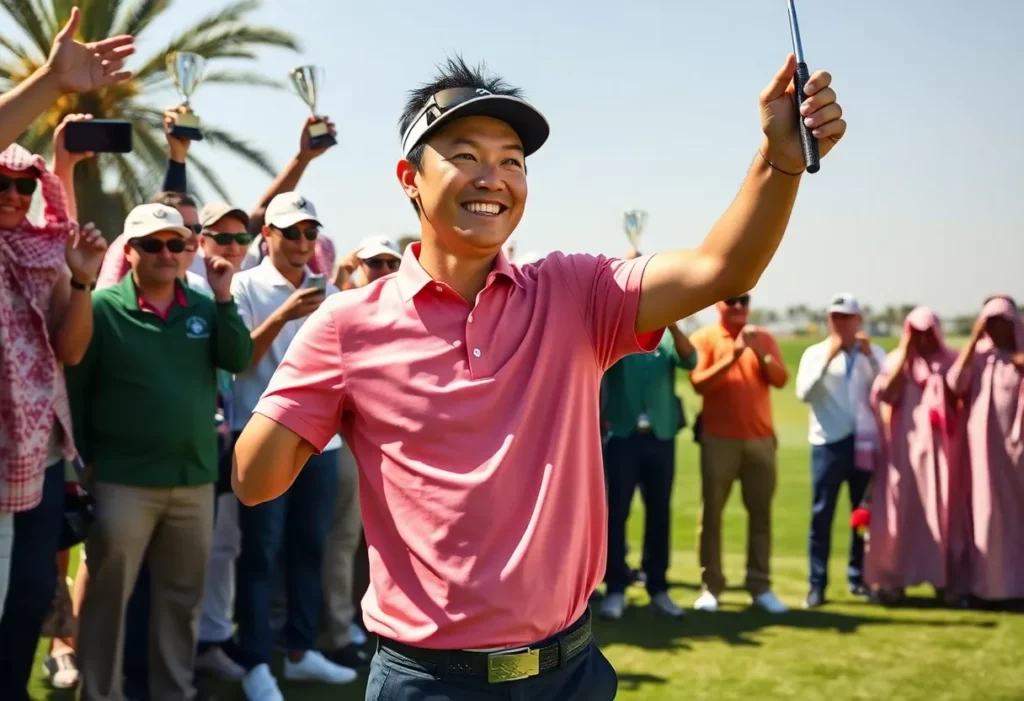 Lee Chieh-po celebrating victory at LIV Golf in Riyadh