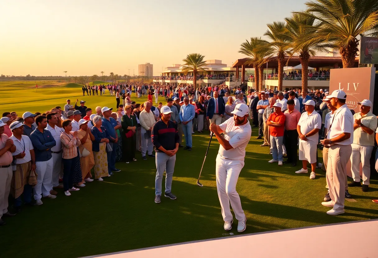 Players competing at the LIV Golf Promotions event in Riyadh