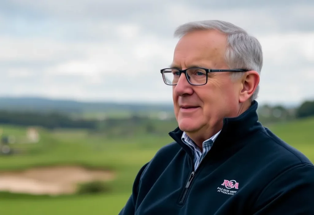 Portrait of Martin Slumbers at a golf course.