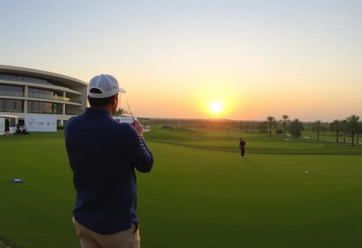 Players competing at the LIV Golf Promotions event in Riyadh Golf Club