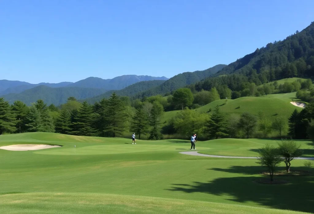 Golfers on a beautiful course in South Korea