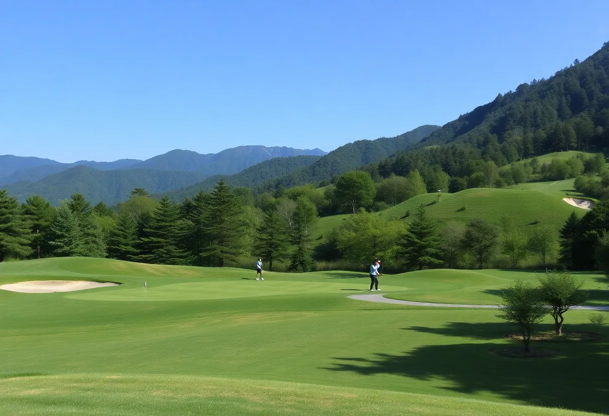 Golfers on a beautiful course in South Korea