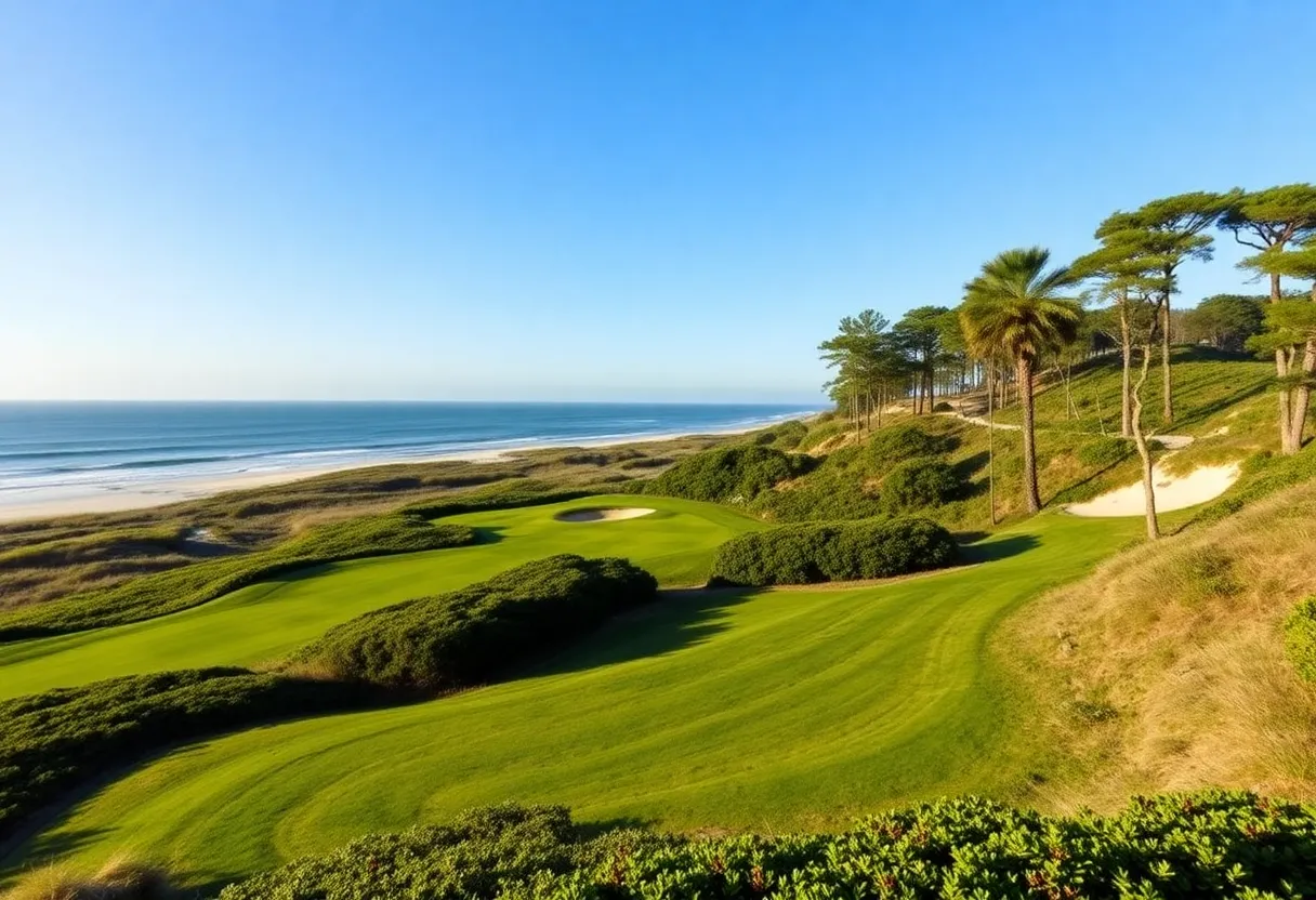 Beautiful view of the Seaside Course amidst coastal scenery