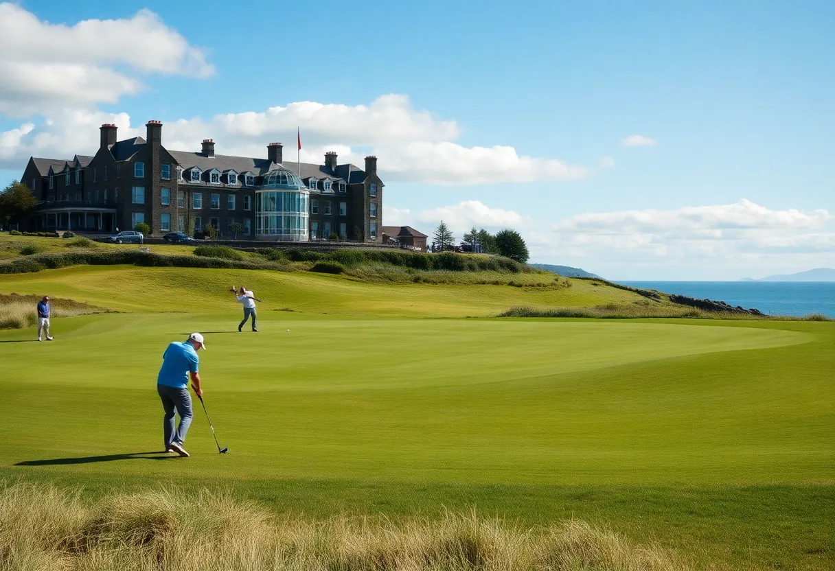Scenic view of golfers on St. Andrews Golf Course