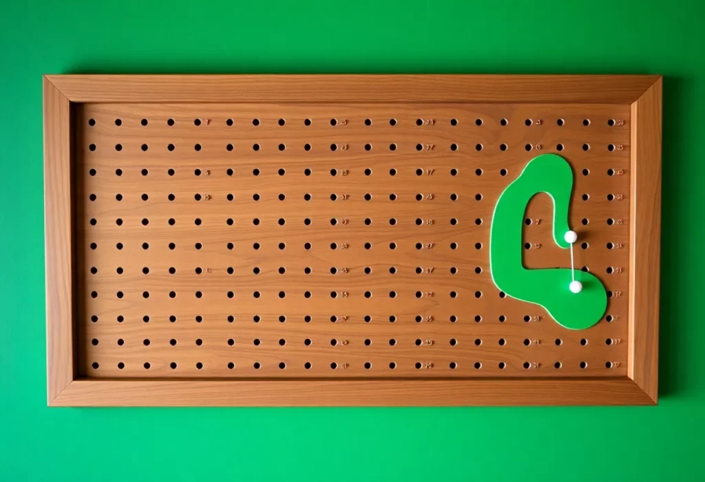 Pegboard designed for tracking visits to Top 100 golf courses