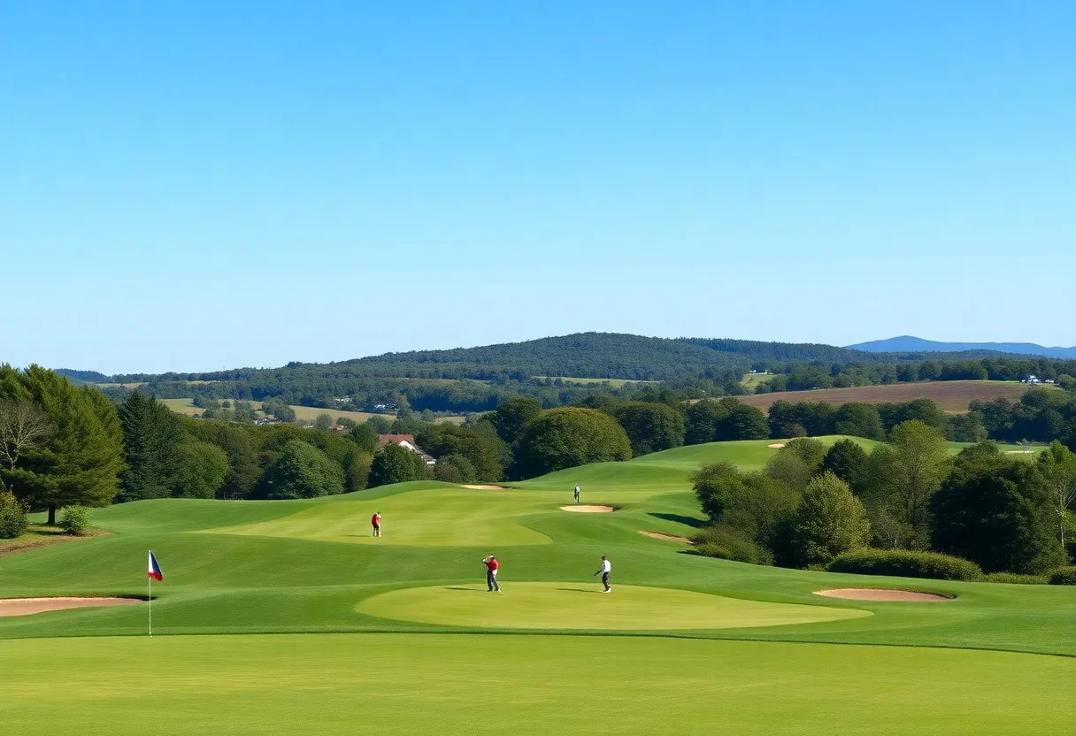 Golfers playing on a scenic golf course in Maryland