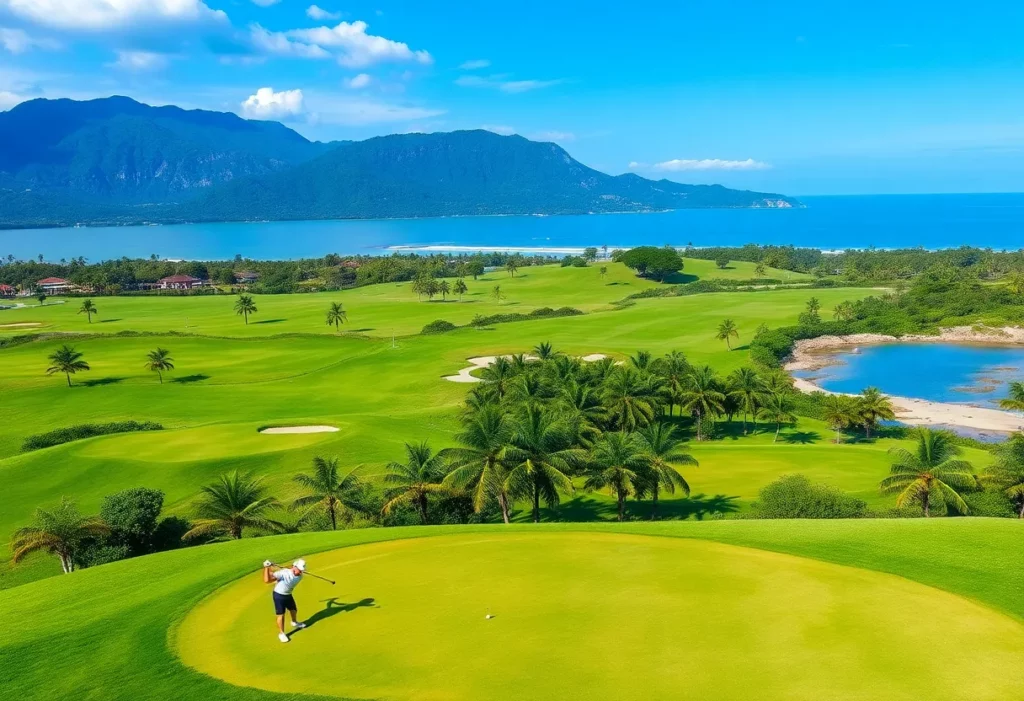 A beautiful golf course in Vietnam surrounded by nature.