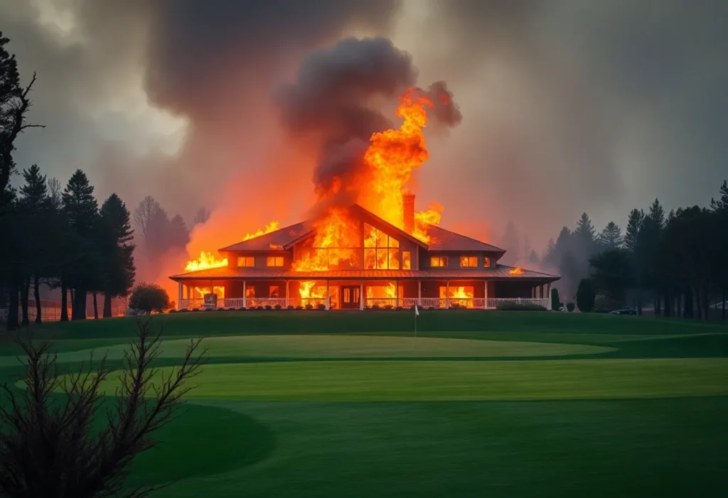Destruction of the Altadena Golf Course Clubhouse by wildfires