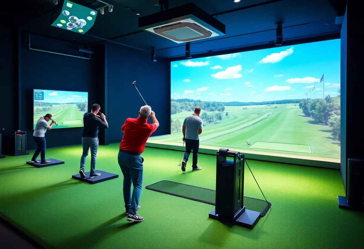 Indoor golf simulator at BirdieBay