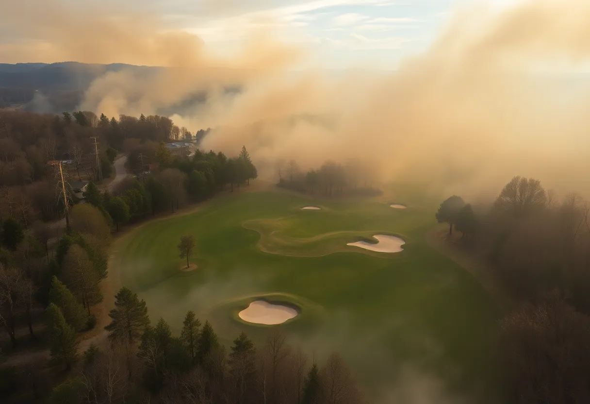 Golf course affected by California wildfires