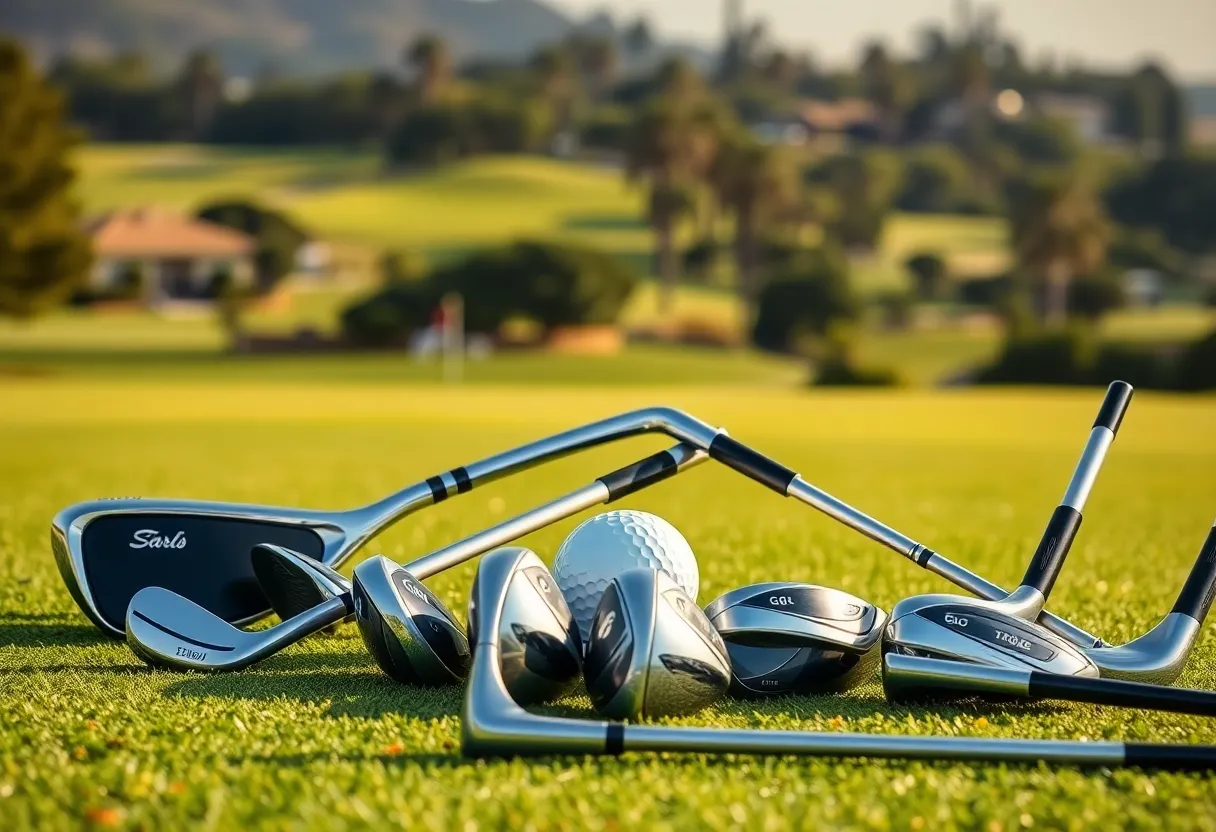 Elegant Honma golf clubs on a pristine golf course in Carlsbad.