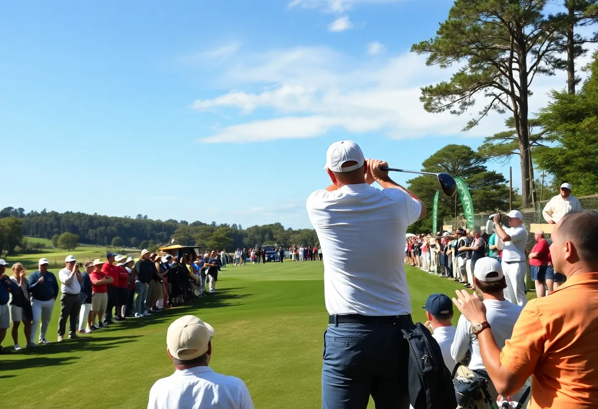 Golfers showcasing their skills at the International Golf Series.