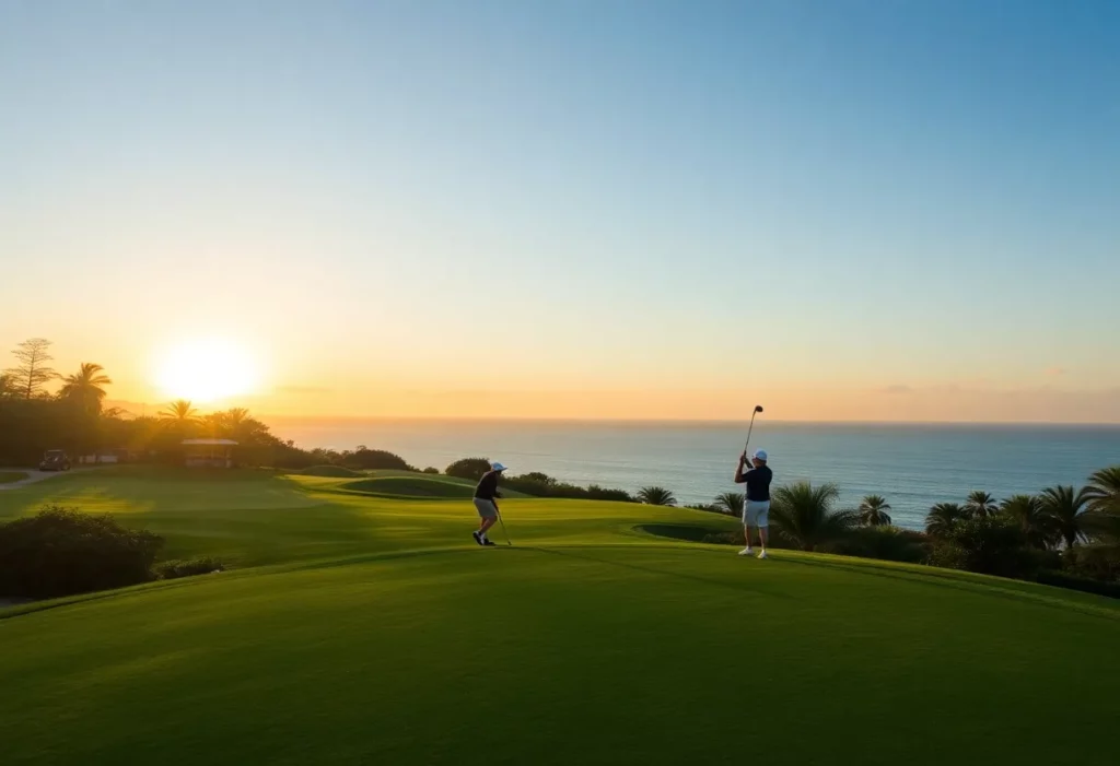 Aerial view of Kapalua's Plantation Course in Maui, Hawaii during a tournament