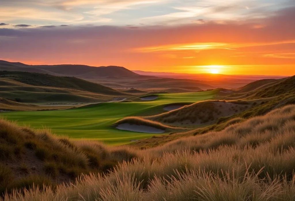 Aerial view of a new golf course being developed at Streamsong Resort.
