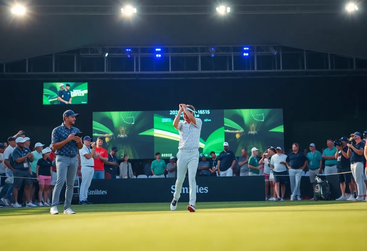 Golf tournament scene showcasing TGL league gameplay