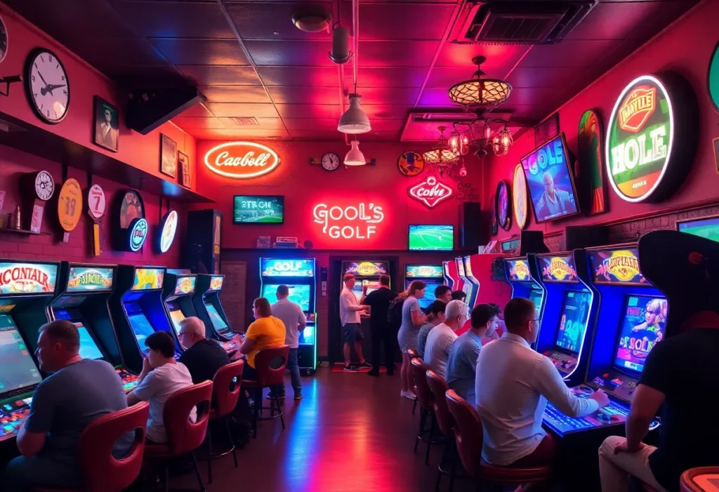Interior view of The Muni, an arcade bar in Logan Circle with retro decor