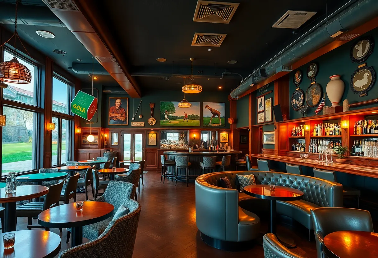 Interior view of The Muni golf-inspired bar in Logan Circle.