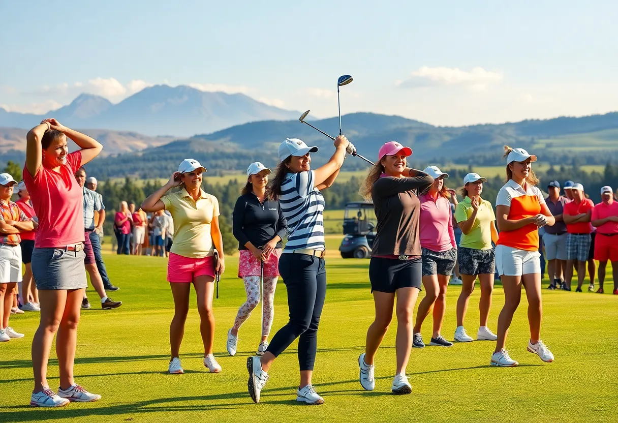 Female golfers in action during the LPGA Tour
