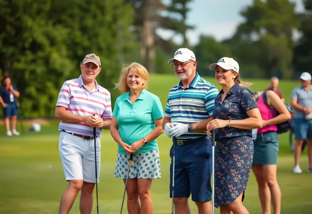 Golfers participating in a community fundraising event for Batten disease