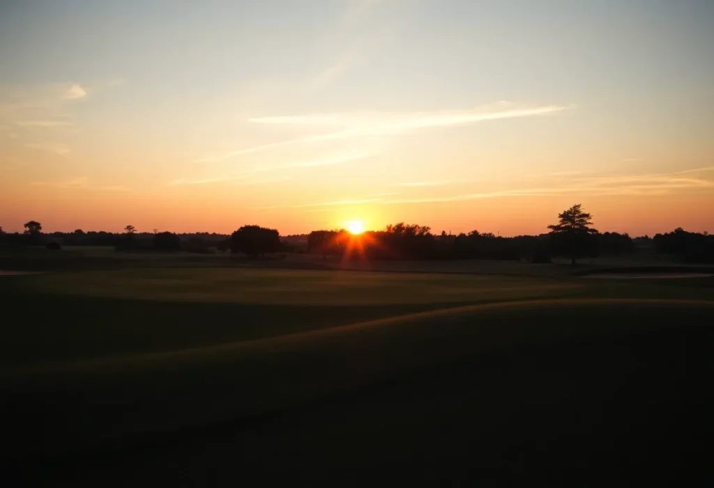 A sunset view over a quiet golf course