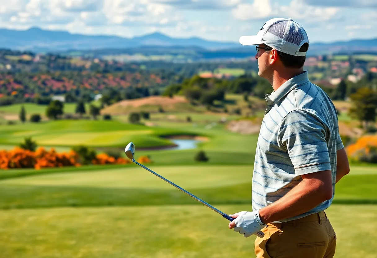 Golfer enjoying a beautiful golf course while traveling